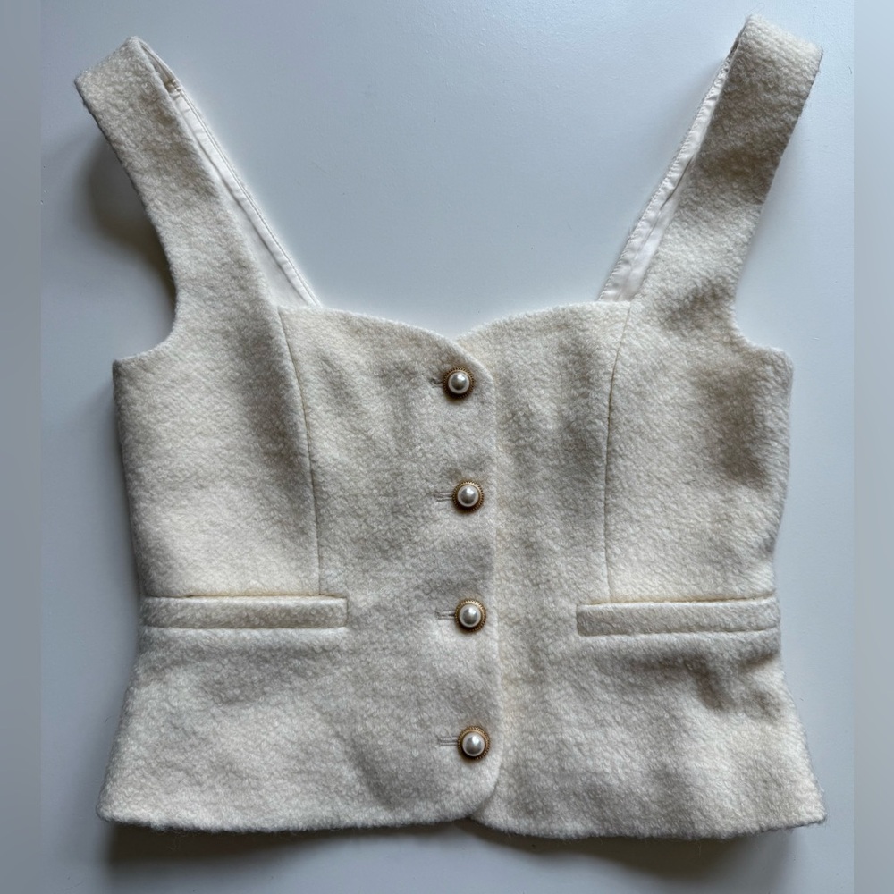 Reformation Womens Amora Wool-Blend Sleeveless Crop Top - Size 10